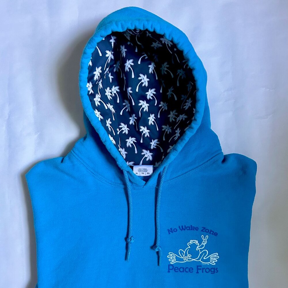 Peace Frog™ XL Blue Hoodie "No Wake Zone" - Men's Hoodies ! Magnet Included !